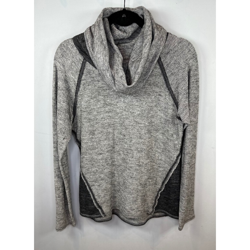 Kuhl Lea Pullover Sweater Womens Large Grey Cowl Neck Wool Blend Colorblock L - Picture 2 of 7